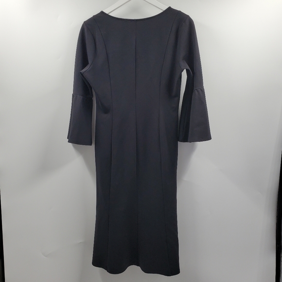 Betabrand Revamped Little Black Dress Long Bell Sleeves V-Neck Boho Goth - Picture 5 of 8